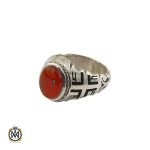 انگشتر عقیق یمن مردانه رکاب دست ساز طرح علی - کد 8986