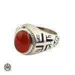 انگشتر عقیق یمن مردانه رکاب دست ساز طرح علی - کد 8990