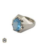 انگشتر توپاز آبی خوش رنگ مردانه - کد 10034