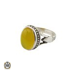 1 انگشتر عقیق زرد با حکاکی شرف الشمس مردانه – کد 8835