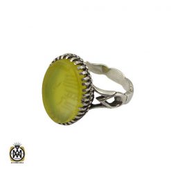 انگشتر عقیق زرد با حکاکی شرف الشمس مردانه – کد 8839