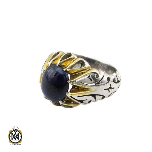1 انگشتر یاقوت کبود مرغوب مردانه هنر دست استاد جهانگیری - کد 8880 - تصویر 1