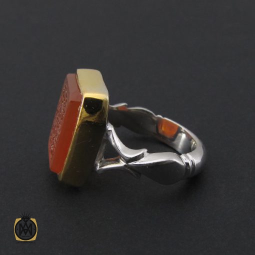 انگشتر عقیق یمن با حکاکی یا امیرالمومنین حیدر مدد دست ساز مردانه - کد 8916 - تصویر 2