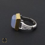 انگشتر عقیق کبود یمن تراش دست ساز مردانه - کد 8919 - تصویر 2