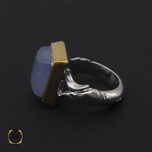 انگشتر عقیق کبود یمن تراش دست ساز مردانه - کد 8920 - تصویر 2