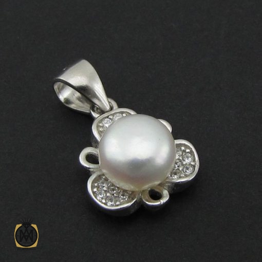 مدال مروارید اصل پرورشی طرح ترگل زنانه - کد 3168 - تصویر 3