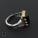 2 انگشتر عقیق سیاه یمن دست ساز مردانه - کد 8921 - تصویر 2