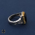 2 انگشتر عقیق سیاه یمن دست ساز مردانه - کد 8922 - تصویر 2