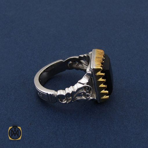 انگشتر عقیق سیاه یمن دست ساز مردانه - کد 8922 - تصویر 2
