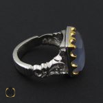 2 انگشتر عقیق کبود یمن تراش دست ساز مردانه - کد 8923 - تصویر 2