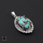 2 مدال فیروزه نیشابوری طرح ترگل زنانه - کد 3182 - تصویر 2