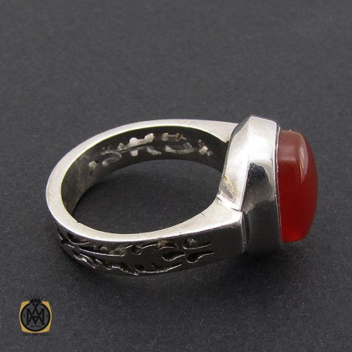 انگشتر عقیق یمن خوش رنگ مردانه دست ساز - کد 8937 - تصویر 2