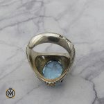 2 انگشتر توپاز آبی مردانه هنر دست استاد شرفیان – کد 8815 - تصویر 2