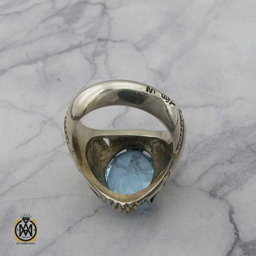 2 انگشتر توپاز آبی مردانه هنر دست استاد شرفیان – کد 8815 - تصویر 2