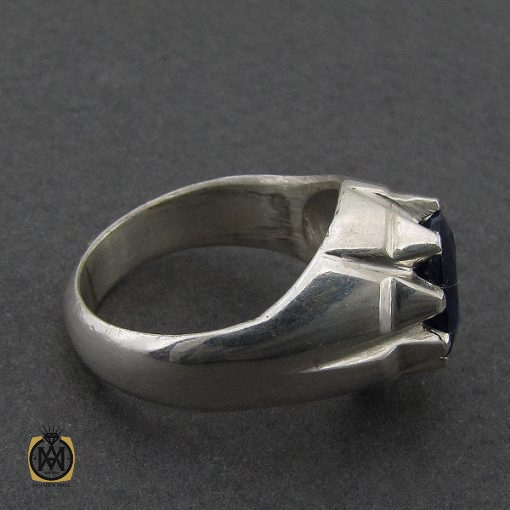 انگشتر یاقوت کبود مردانه دست ساز معدنی و خوش رنگ - کد 8948 - تصویر 2