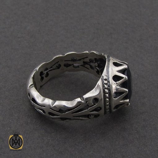 انگشتر یاقوت کبود خوش رنگ و مرغوب مردانه - کد 8949 - تصویر 2