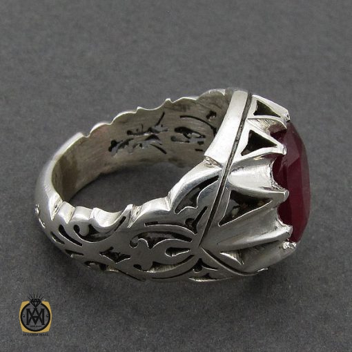 انگشتر یاقوت سرخ مردانه خوش رنگ دست ساز - کد 8951 - تصویر 2