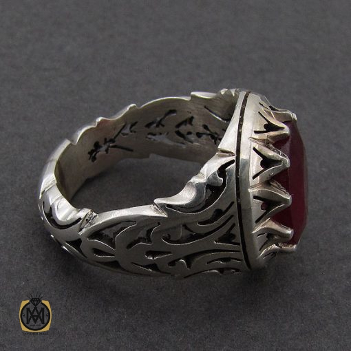 انگشتر یاقوت سرخ مردانه مرغوب دست ساز - کد 8954 - تصویر 2