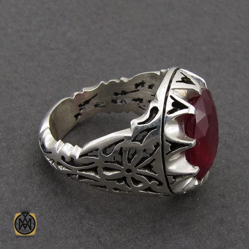 انگشتر یاقوت سرخ مردانه خوش رنگ دست ساز - کد 8956 - تصویر 2