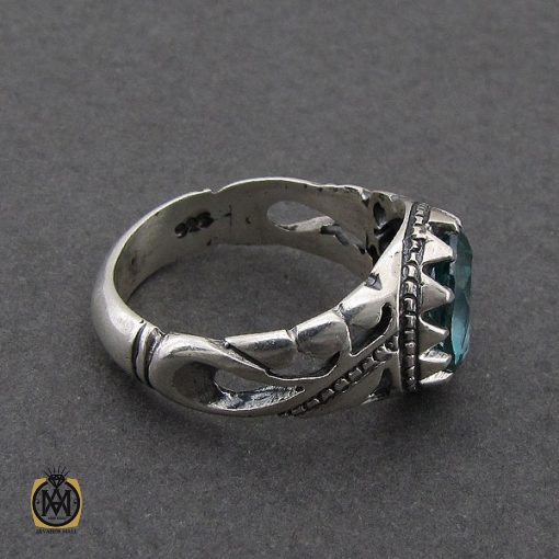 انگشتر توپاز سبز مردانه خوش رنگ  - کد 8957 - تصویر 2