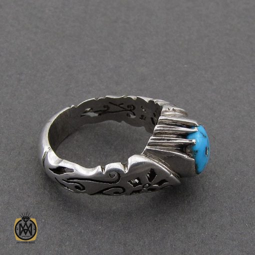 2 انگشتر فیروزه نیشابوری مردانه خوش طبع هنر دست استاد فضلی - کد 8968 - تصویر 2