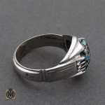 2 انگشتر فیروزه نیشابوری مردانه هنر دست استاد باصری- کد 8970 - تصویر 2