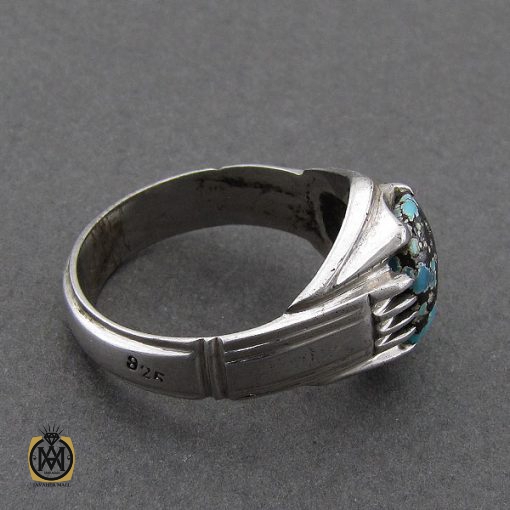 2 انگشتر فیروزه نیشابوری مردانه هنر دست استاد باصری- کد 8970 - تصویر 2