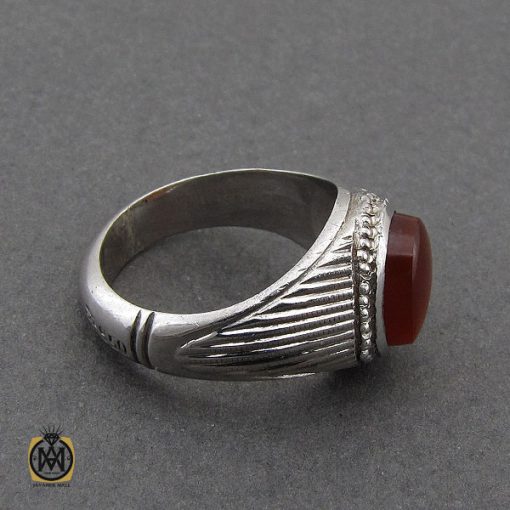 2 انگشتر عقیق یمن مردانه دست ساز - کد 8974 - تصویر 2