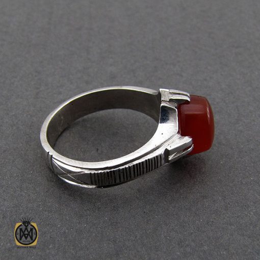 انگشتر عقیق یمن خوش رنگ مردانه دست ساز - کد 8978 - تصویر 2