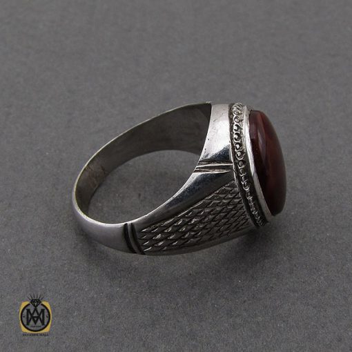 انگشتر عقیق یمن حرزدار مردانه دست ساز - کد 8981 - تصویر 2