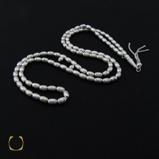 تسبیح نقره 101 دانه هلی شیار دار - کد 4129 - تصویر 2