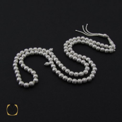تسبیح نقره 101 دانه گرد شیار دار - کد 4134 - تصویر 2