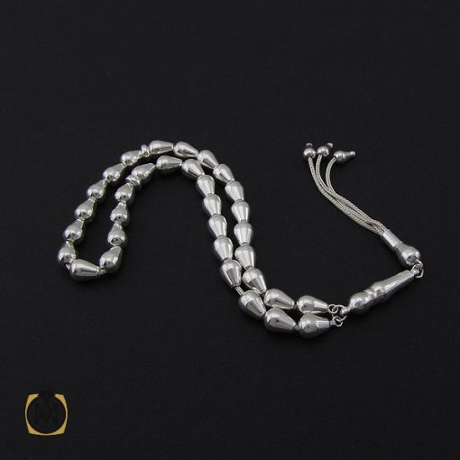 تسبیح نقره 33 دانه مخروطی - کد 4137 - تصویر 2