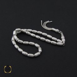 تسبیح نقره 33 دانه هلی شیاردار - کد 4144 تسبیح نقره 33 دانه هلی شیاردار - کد 4144