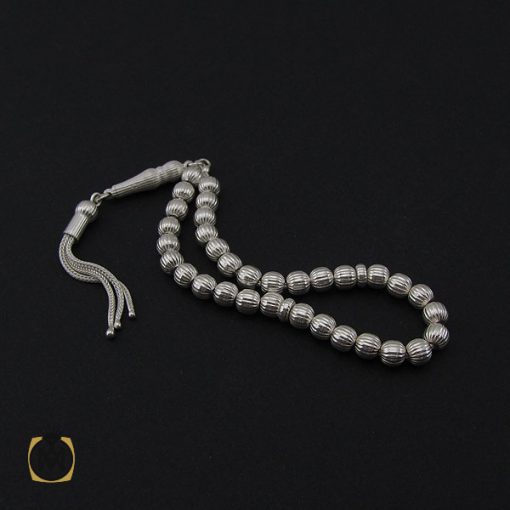 2 تسبیح  33 دانه گرد نقره شیار دار - کد 4147 - تصویر 2