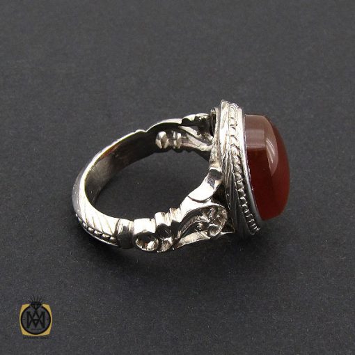 انگشتر عقیق یمن مردانه رکاب دست ساز - کد 8988 - تصویر 2