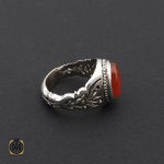 2 انگشتر عقیق یمن مردانه رکاب دست ساز شبکه ای - کد 8989 - تصویر 2