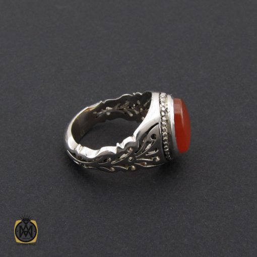 انگشتر عقیق یمن مردانه رکاب دست ساز شبکه ای - کد 8989 - تصویر 2