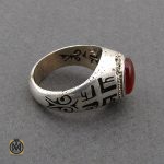 انگشتر عقیق یمن مردانه رکاب دست ساز طرح علی - کد 8990 - تصویر 2