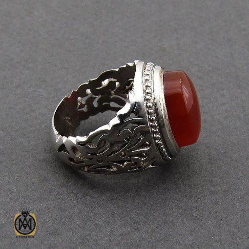 انگشتر عقیق یمن مردانه رکاب دست ساز - کد 8996 - تصویر 2