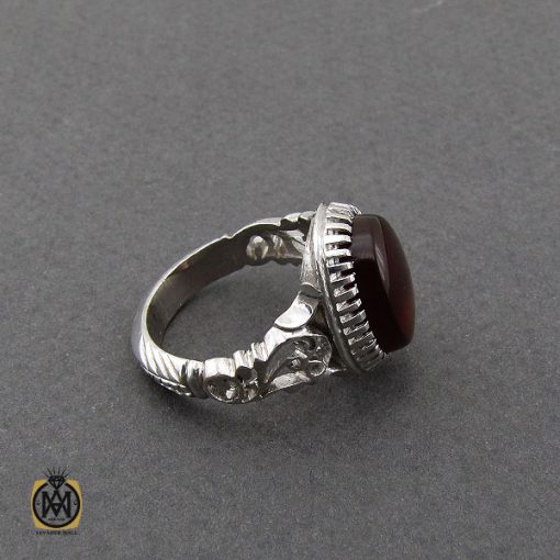 انگشتر عقیق یمن مردانه رکاب دست ساز - کد 8999 - تصویر 2