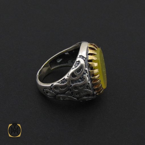 انگشتر عقیق زرد با حکاکی شرف الشمس مردانه – کد 8825 - تصویر 2