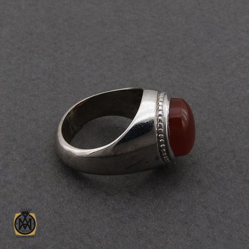 انگشتر عقیق یمن مردانه رکاب دست ساز - کد 10024 - تصویر 3