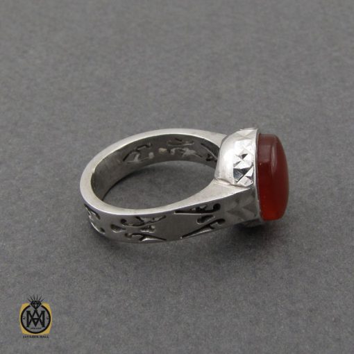 انگشتر عقیق یمن مردانه خوش رنگ رکاب دست ساز - کد 10028 - تصویر 2