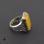 2 انگشتر عقیق زرد با حکاکی شرف الشمس مردانه – کد 8827 - تصویر 2