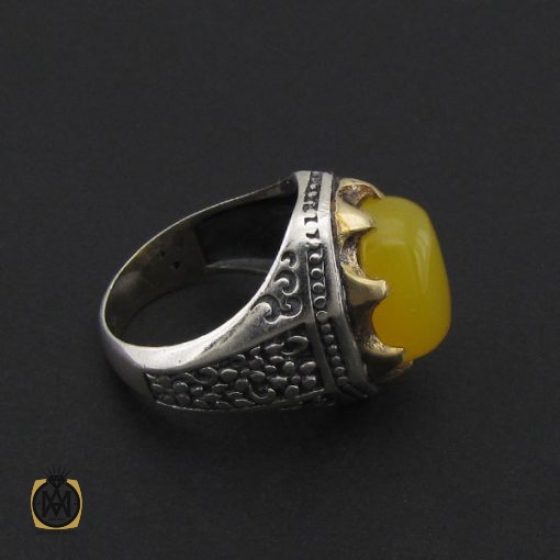 2 انگشتر عقیق زرد با حکاکی شرف الشمس مردانه – کد 8828 - تصویر 2