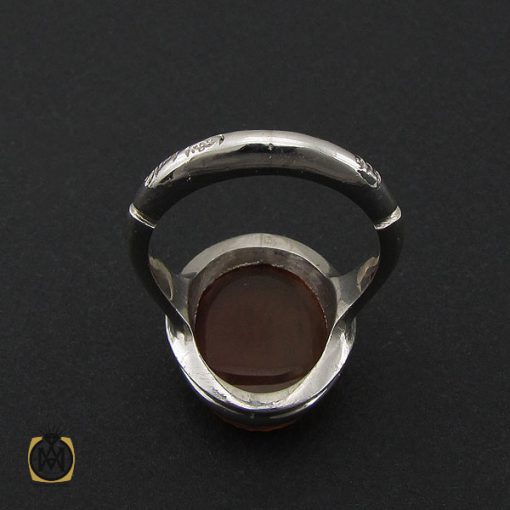 انگشتر عقیق یمن مردانه با حکاکی الابذکرالله تطمئن القلوب - کد 10053 - تصویر 2