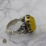 2 انگشتر عقیق زرد با حکاکی شرف الشمس مردانه – کد 8829 - تصویر 2