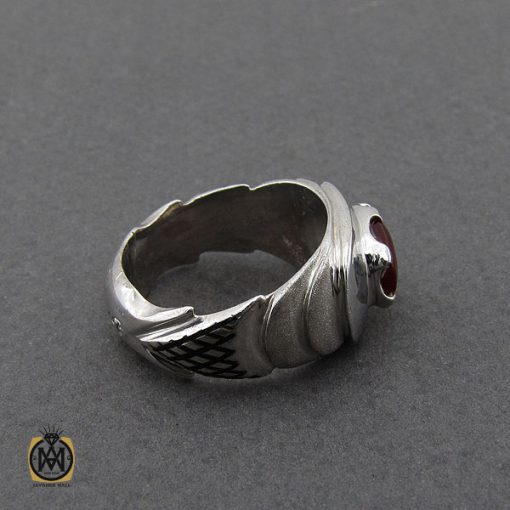 انگشتر عقیق یمن مردانه هنر دست استاد قاسمی طرح صفوی - کد 10062 - تصویر 2