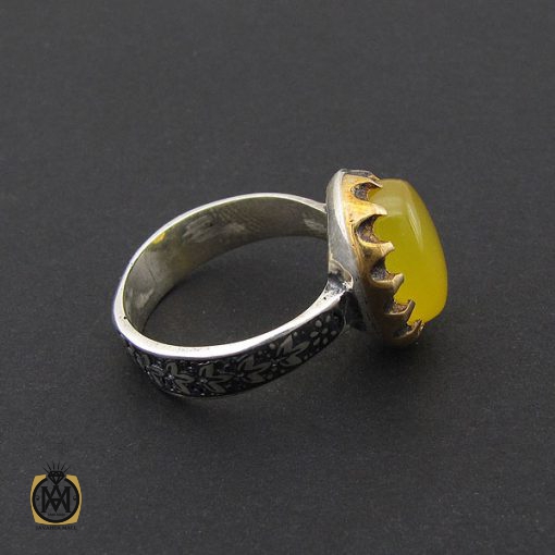 انگشتر عقیق زرد با حکاکی شرف الشمس مردانه – کد 8830 - تصویر 2